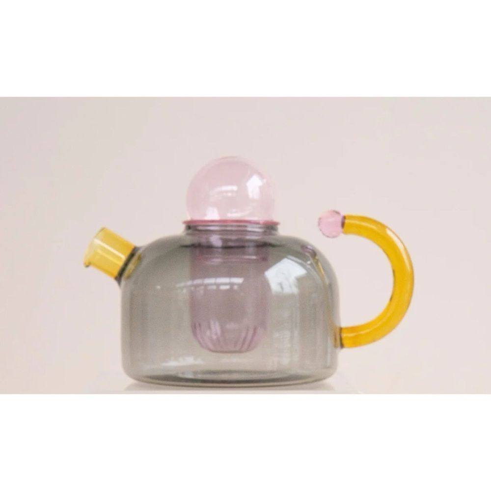 Mantel Color Block Glass Teapot in Gray/ Excellent